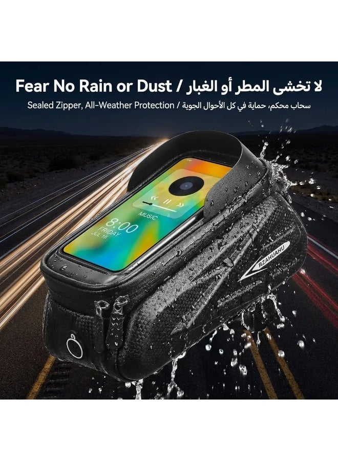 general Waterproof Bike Phone Bag - Front Frame Sensitive Touch Screen, Top Tube Handlebar EVA Cycling Storage - Fits Under 7.2 Inch, 1.5 Liter Volume - Image 3